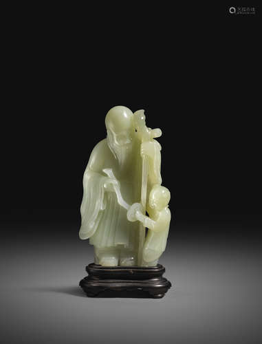 A CHINESE WHITE JADE CARVING OF SHOULAO