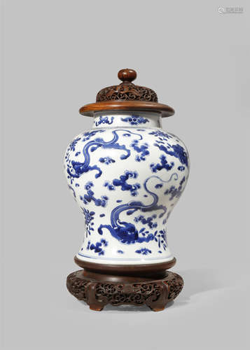 A CHINESE BLUE AND WHITE BALUSTER VASE