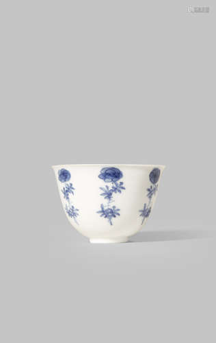 A RARE CHINESE BLUE AND WHITE WINE CUP