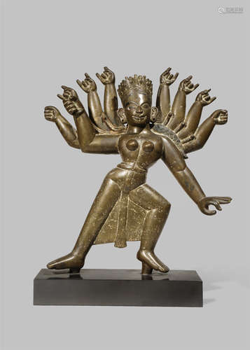 AN EAST INDIAN BRONZE MODEL OF MAHAKALI