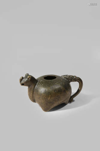 A SMALL CHINESE BRONZE TRIPOD WATER DROPPER