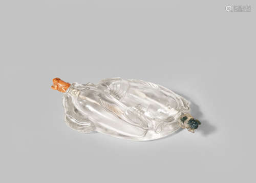 A CHINESE ROCK CRYSTAL 'DOUBLE CATFISH' SNUFF BOTTLE