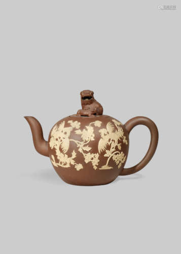 A LARGE CHINESE YIXING 'PHOENIX' TEAPOT AND COVER