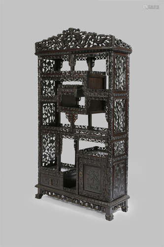 A CHINESE HARDWOOD DISPLAY CABINET