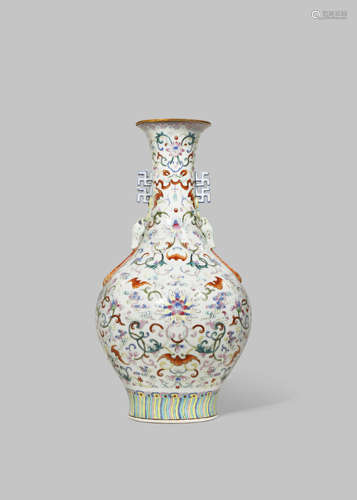 A CHINESE FAMILLE ROSE 'LOTUS' BOTTLE VASE