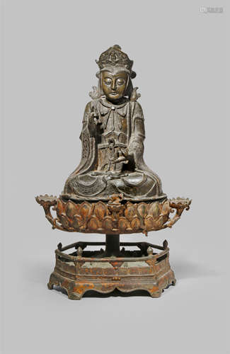 A LARGE CHINESE BRONZE FIGURE OF GUANYIN