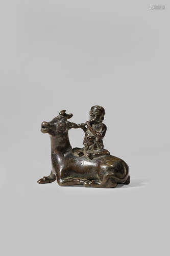 A CHINESE BRONZE 'WATER BUFFALO' WATER DROPPER