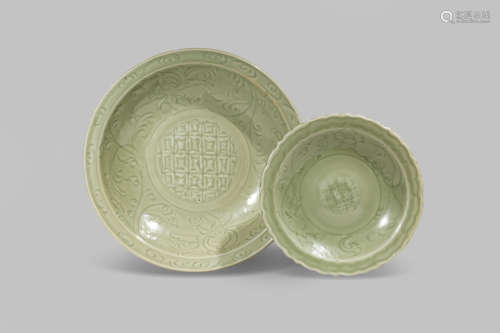 TWO CHINESE LONGQUAN CELADON DISHES