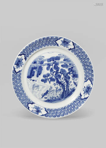 A CHINESE BLUE AND WHITE PLATE