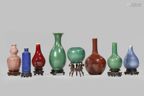 A COLLECTION OF EIGHT MINIATURE CHINESE MONOCHROME VASES