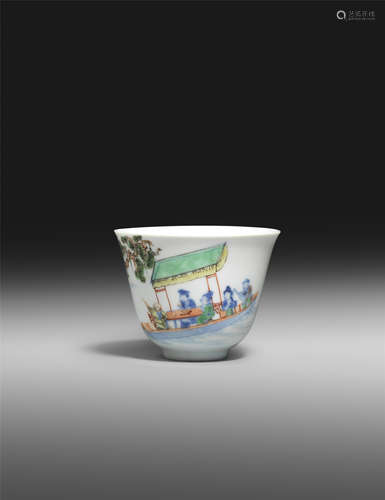 A FINE AND RARE CHINESE IMPERIAL WUCAI  'ODE TO THE RED CLIFF' WINE CUP