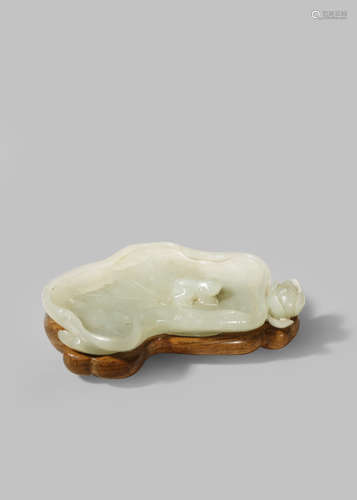 A CHINESE PALE CELADON JADE 'LOTUS' BRUSH WASHER