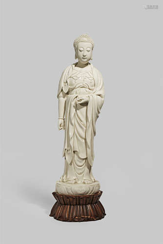 A LARGE CHINESE BLANC DE CHINE FIGURE OF BUDDHA