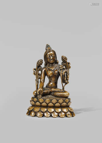 A TIBETAN BRONZE SCULPTURE OF A WHITE TARA