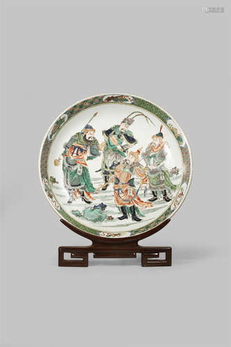 A CHINESE FAMILLE VERTE 'WATER MARGIN' DISH