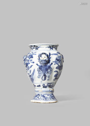 A RARE CHINESE PORTUGUESE MARKET BLUE AND WHITE JAR