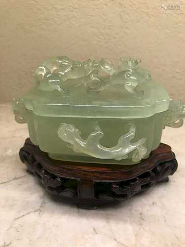 Jade Covered Box, 19/20th Centu