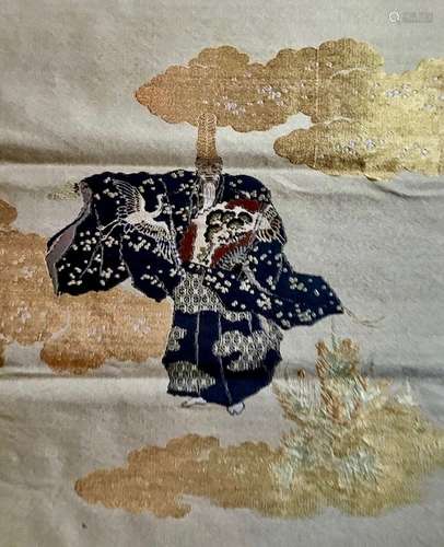 Embroidered Fukusa, Bugaku Dancer, Japan 19th Century