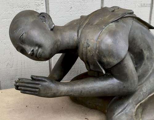 Pair of Bronze Buddhist Attendants, Burma, 19/20th