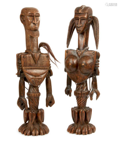 Pair Bambara Janus Marionettes, 20th Century