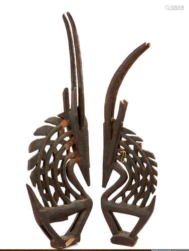 Pair of Bambara Chi Wara Headdress