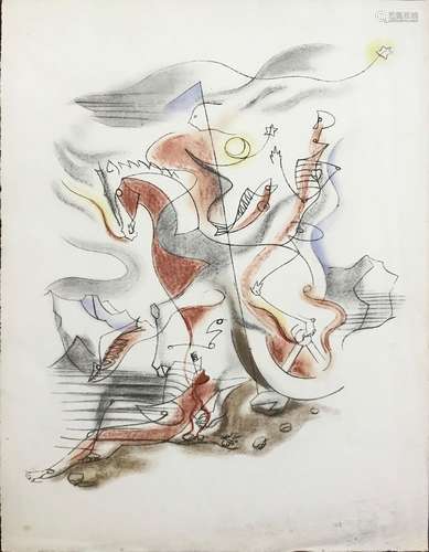 Lithograph in Color, Andre Masson, Dix Reproduction 1933