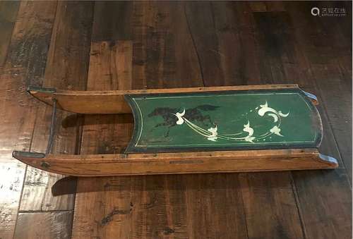 Painted Wooden Child’s Sled, c 1869