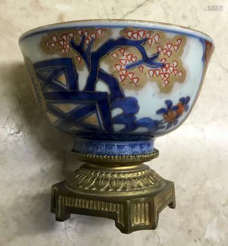 Early Imari Bowl Mounted on Ormolu Base, 17/18th