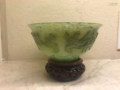 Jadeite Wine Cup and Saucer, 20th Century