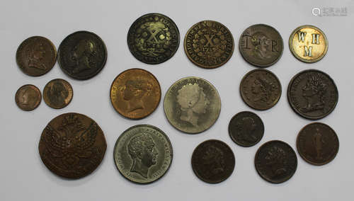 A Victoria Young Head copper penny 1857, a lead based alloy medallion, detailed with the portraits