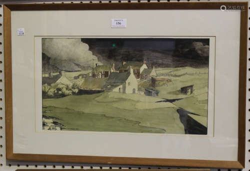 J.M. Kreiser - 'Abereiddy', watercolour, signed and dated 1972 recto, titled verso, 24cm x 43cm,