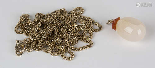 A Victorian gold long chain in a multiple link design, fitted with a gold swivel and gold