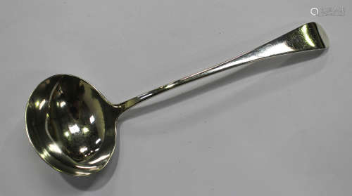 A George III silver Old English pattern sauce ladle, London 1795 by Thomas Wallis II, length 18.