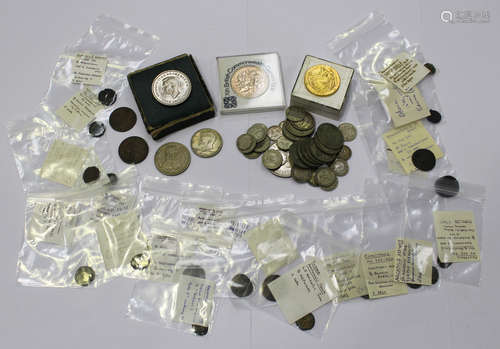 A collection of mainly Roman Empire and other ancient bronze coins, including an antoninianus of