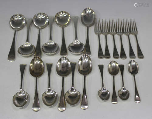 A set of six George VI silver soup spoons, Sheffield 1937 and one 1933 by Mappin & Webb, together