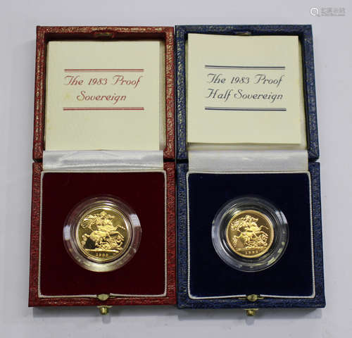 An Elizabeth II proof sovereign and proof half-sovereign, both 1983, cased with certificates.Buyer’s