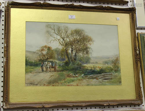 Henry Charles Fox - Landscape with Horse and Cart, and Landscape with Horses and Rider crossing a