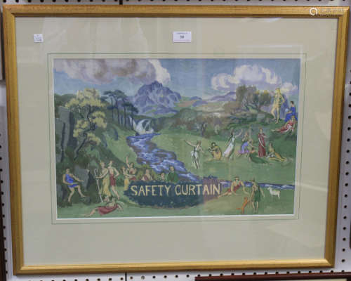 Rhianon Roberts - Design for Old Vic Safety Curtain, 20th century watercolour with gouache, artist's