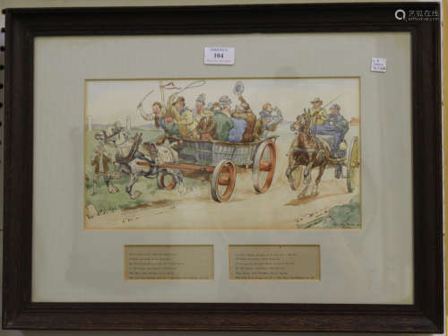 Stanley Baker - Scenes from the Widecombe Fair, four watercolours with pen and ink, all signed and