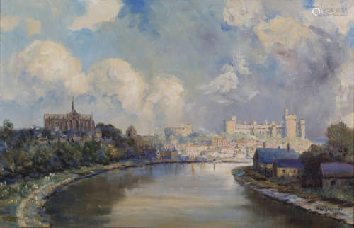 William Frederick Longstaff - View of Arundel, 20th century oil on canvas, signed, 47cm x 73cm,
