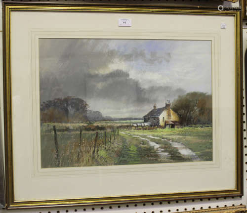 Norman Battershill - 'Passing Rain', 20th century pastel with coloured chalks, signed recto,