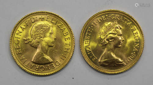 Two Elizabeth II sovereigns, 1968 and 1981.Buyer’s Premium 29.4% (including VAT @ 20%) of the hammer