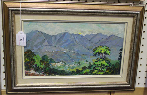 L. Chuck - 'Blue Mountains of Jamaica', late 20th century oil on board, signed recto, titled