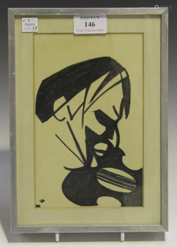 David Wynne - Sketch for the Head of Sir Yehudi Menuhin, 20th century ink on paper, signed with