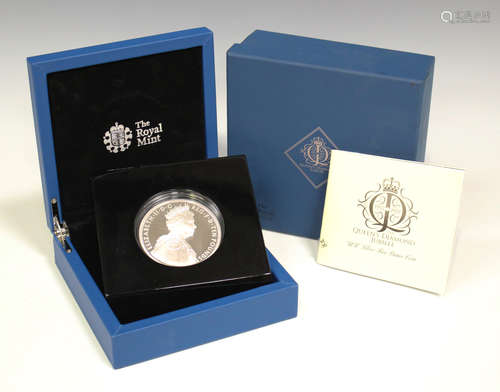 A commemorative Queen's Diamond Jubilee silver proof five-ounce ten pounds coin, limited edition,