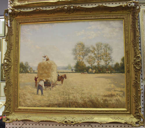 C. Chichester - Haymaking Scene, oil on canvas, signed and dated 1902, 62cm x 75.5cm, within a swept