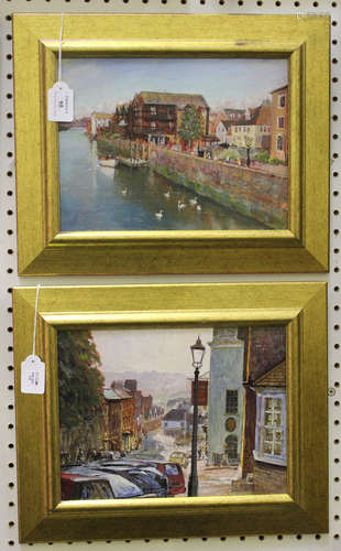 Dennis Lascelles - The River Arun at Arundel, 20th century acrylic on board, signed recto, artist'