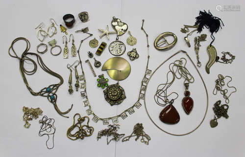 A group of mostly silver jewellery, comprising five pendants with neckchains, fifteen pendants,