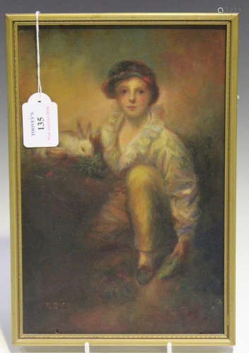 F.S., after Henry Raeburn - Boy and Rabbit, early 20th century oil on board, indistinctly signed,