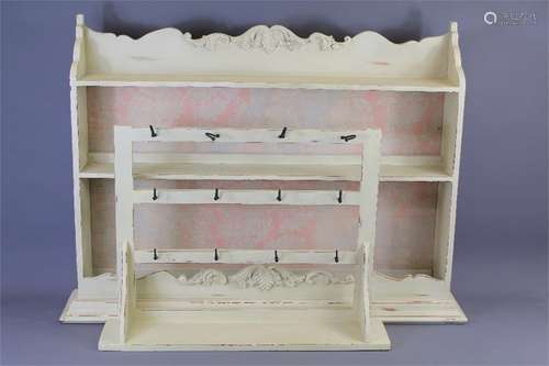 A Cream-Painted Gustavian-Style Wooden Shelf